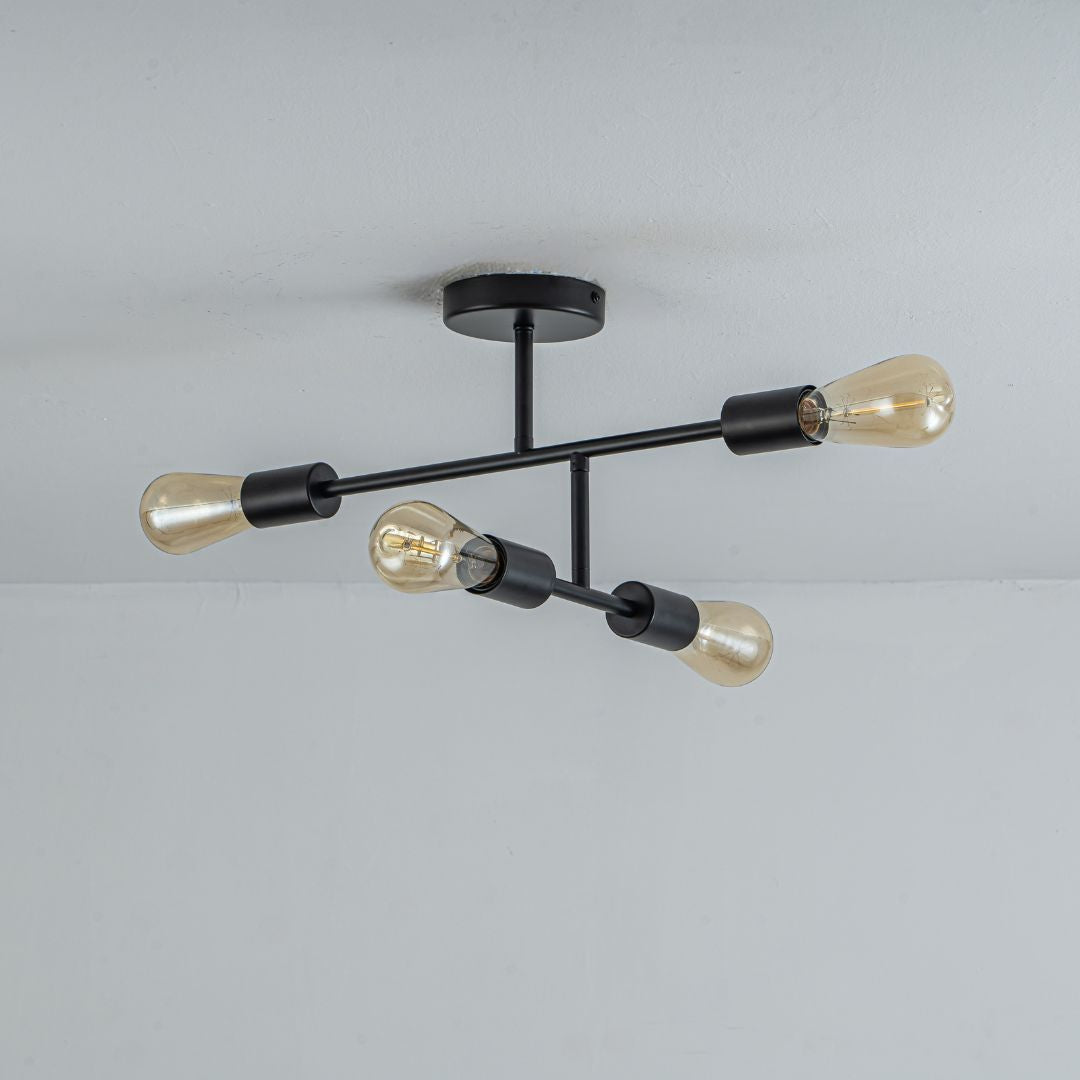 Leni 4-Light Black Semi-Flush Ceiling Light