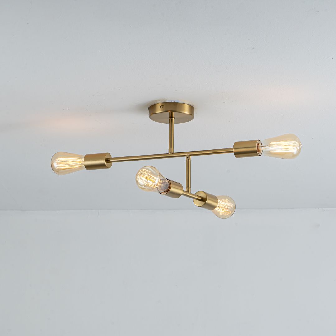 Leni 4-Light Natural Brass Semi-Flush Ceiling Light