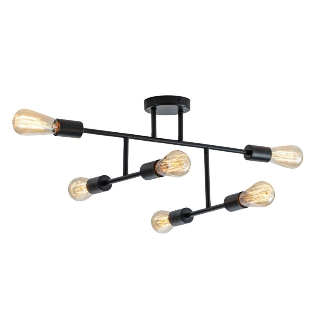 Leni 6-Light Black Semi-Flush Ceiling Light