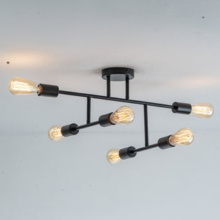 Leni 6-Light Black Semi-Flush Ceiling Light
