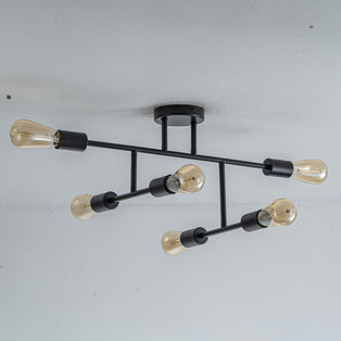 Leni 6-Light Black Semi-Flush Ceiling Light