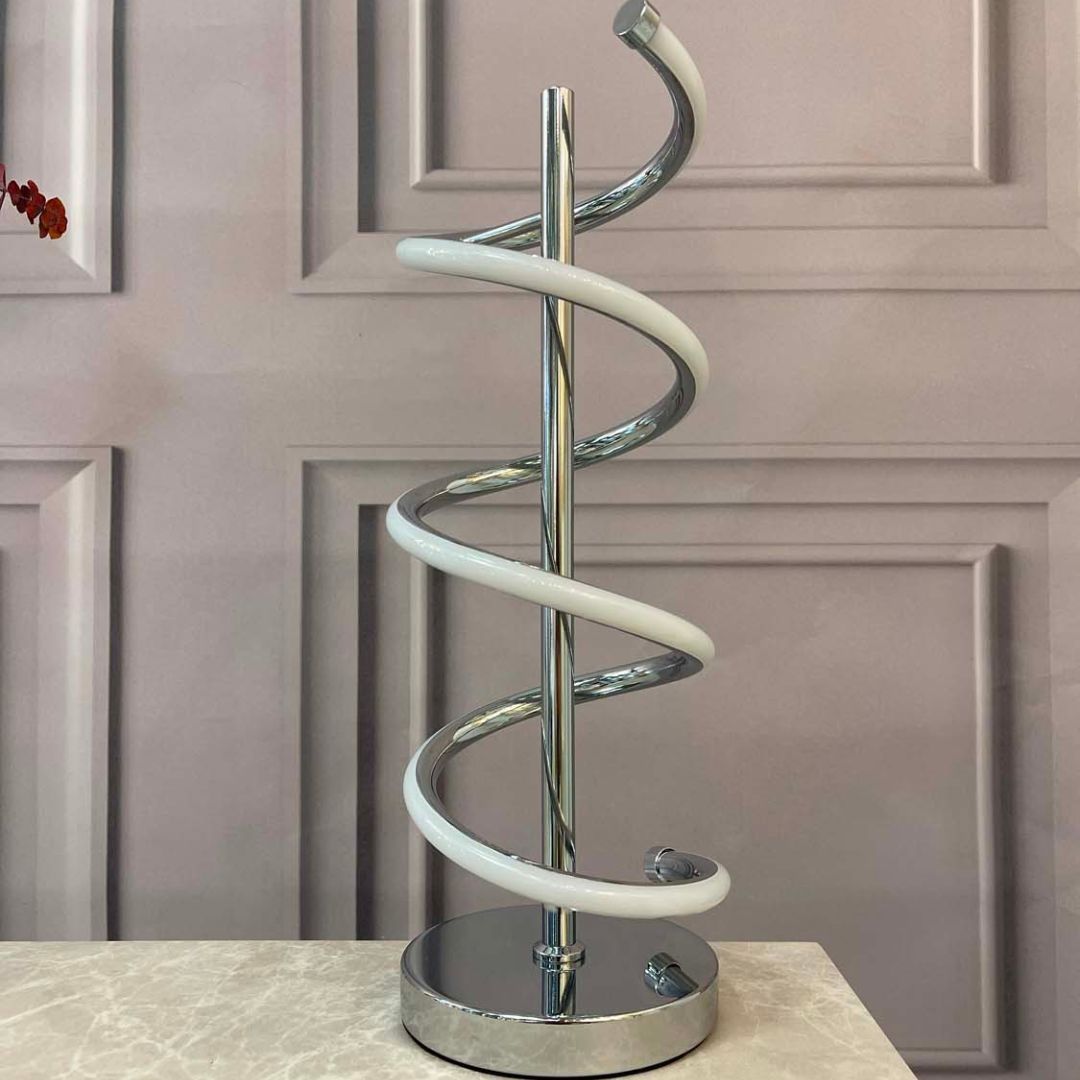 Cosimo LED Chrome Spiral Table Lamp