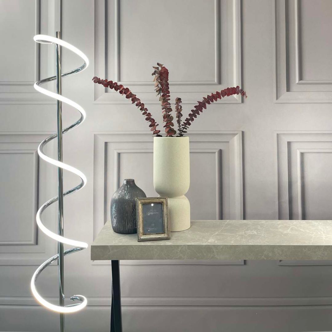 Cosimo Spiral Polished Chrome LED Floor Lamp