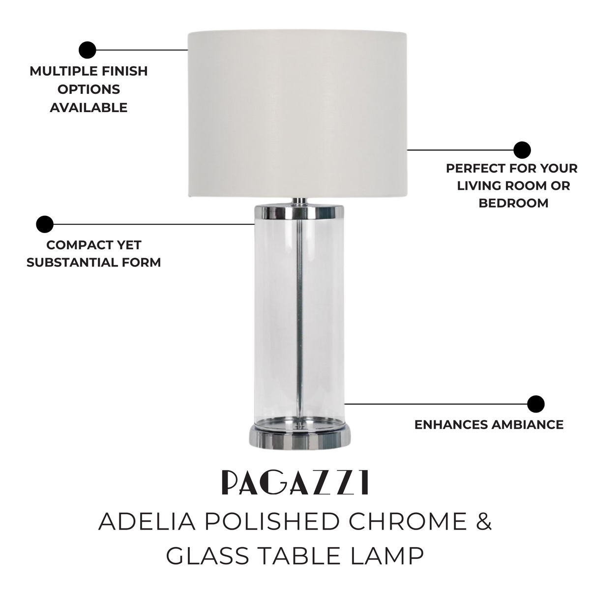 Adelia Satin Chrome Table Lamp