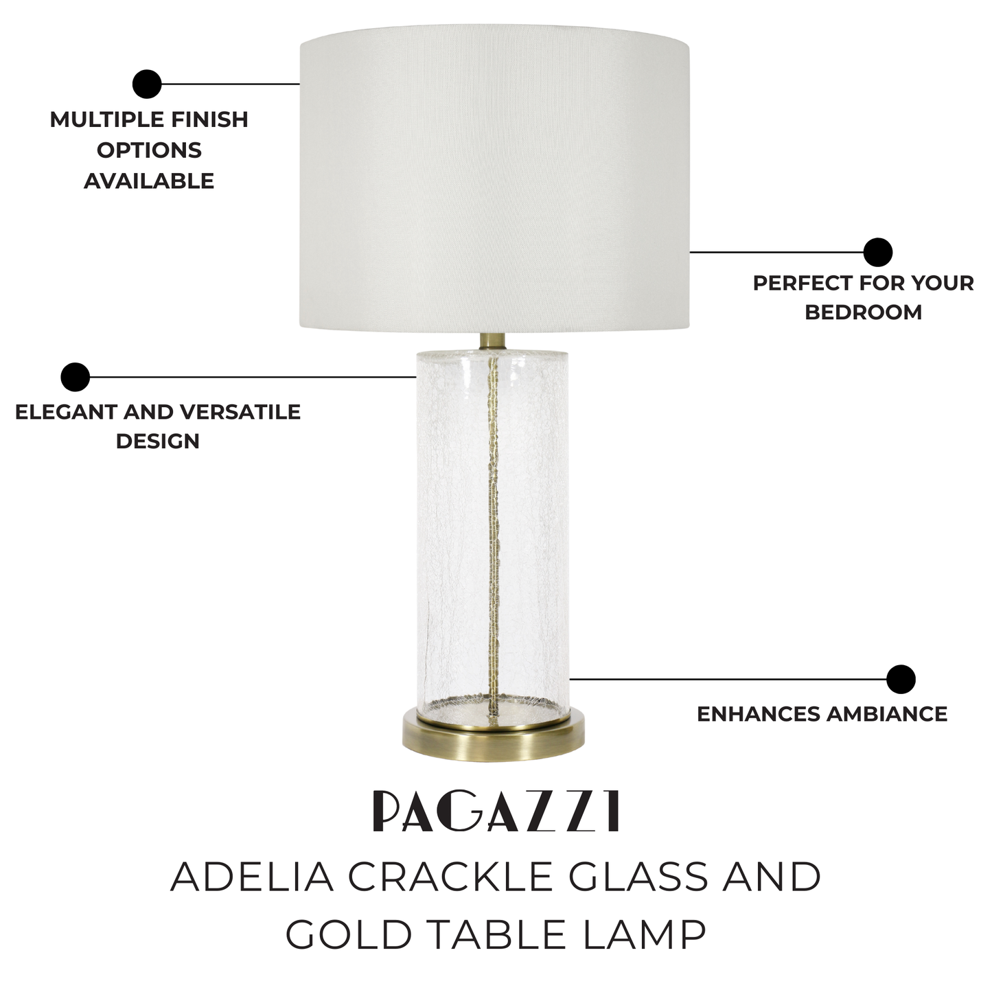 Adelia Crackle Glass and Gold Table Lamp