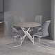 Paris Round 1M Grey Marble-Effect Table with 4 Grey Chairs Dining Set