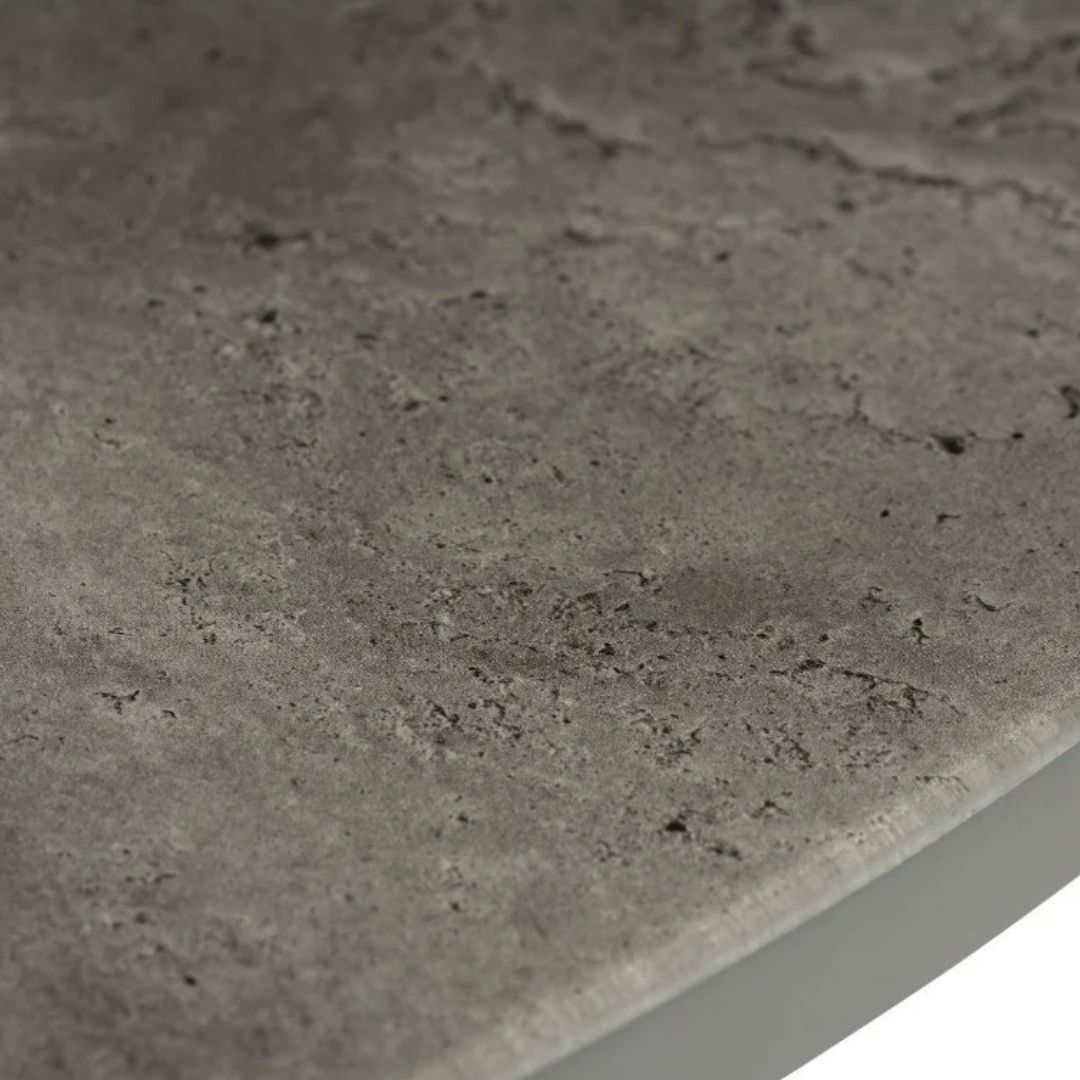 Paris Round 1M Grey Marble-Effect Table with 4 Grey Chairs Dining Set