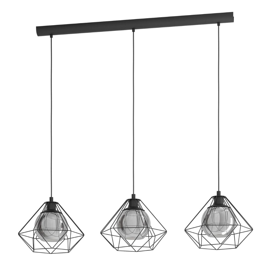 Burton 3 Light Black Ceiling Pendant Bar