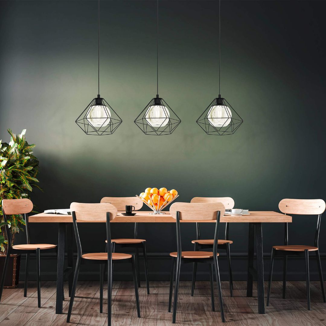 Burton 3 Light Black Ceiling Pendant Bar