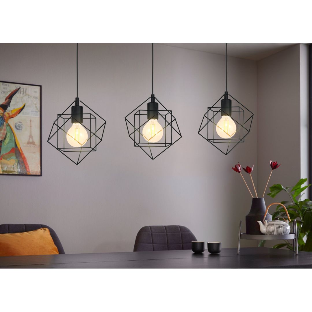 Helix 3 Light Black Pendant Ceiling Light