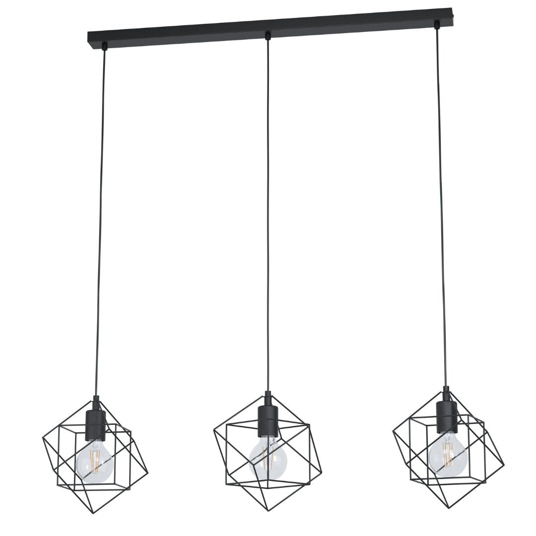 Helix 3 Light Black Pendant Ceiling Light