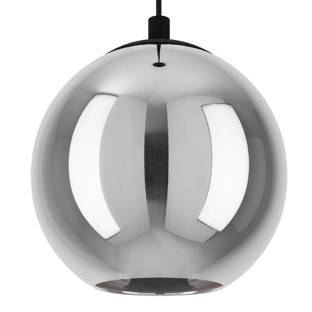 Aleksander 3 Light Black & Smoked Glass Pendant Ceiling Light