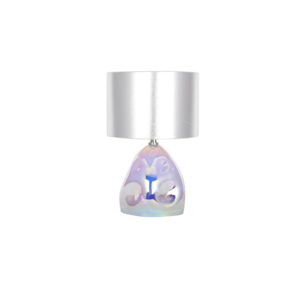 Blake Iridescent Table Lamp Small 1 Light Glass 34cm with Silver Shade