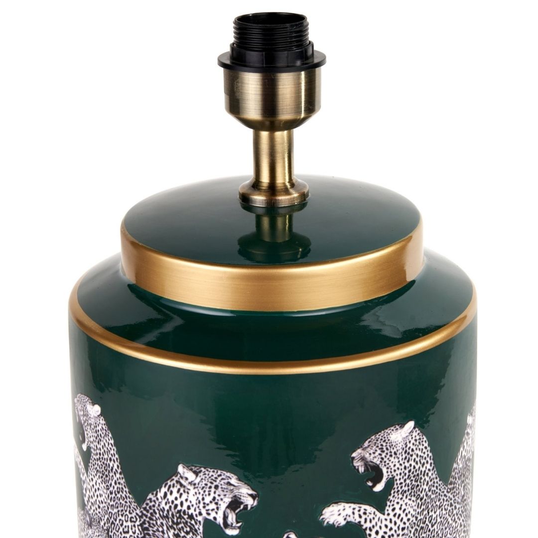 Saskia Green Leopard Table Lamp