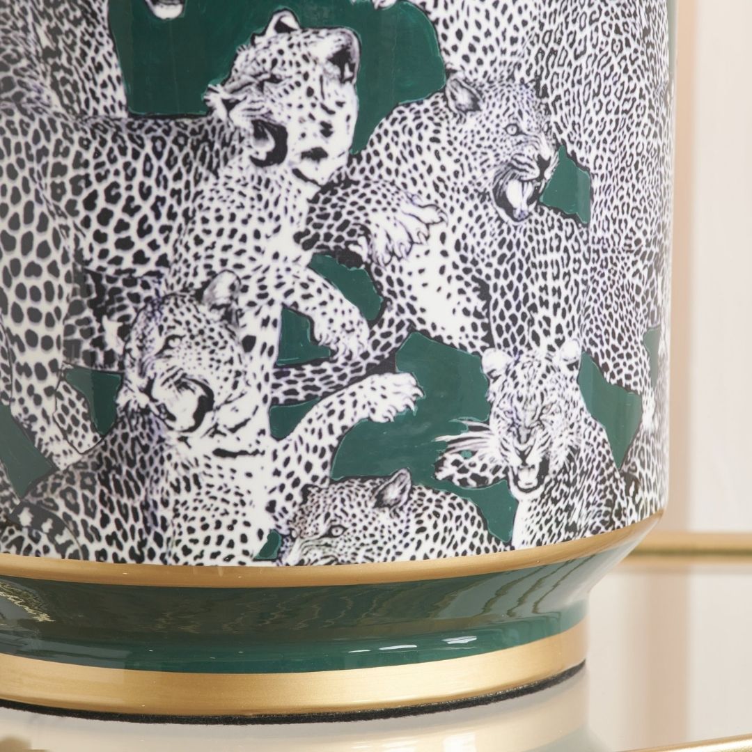 Saskia Green Leopard Table Lamp