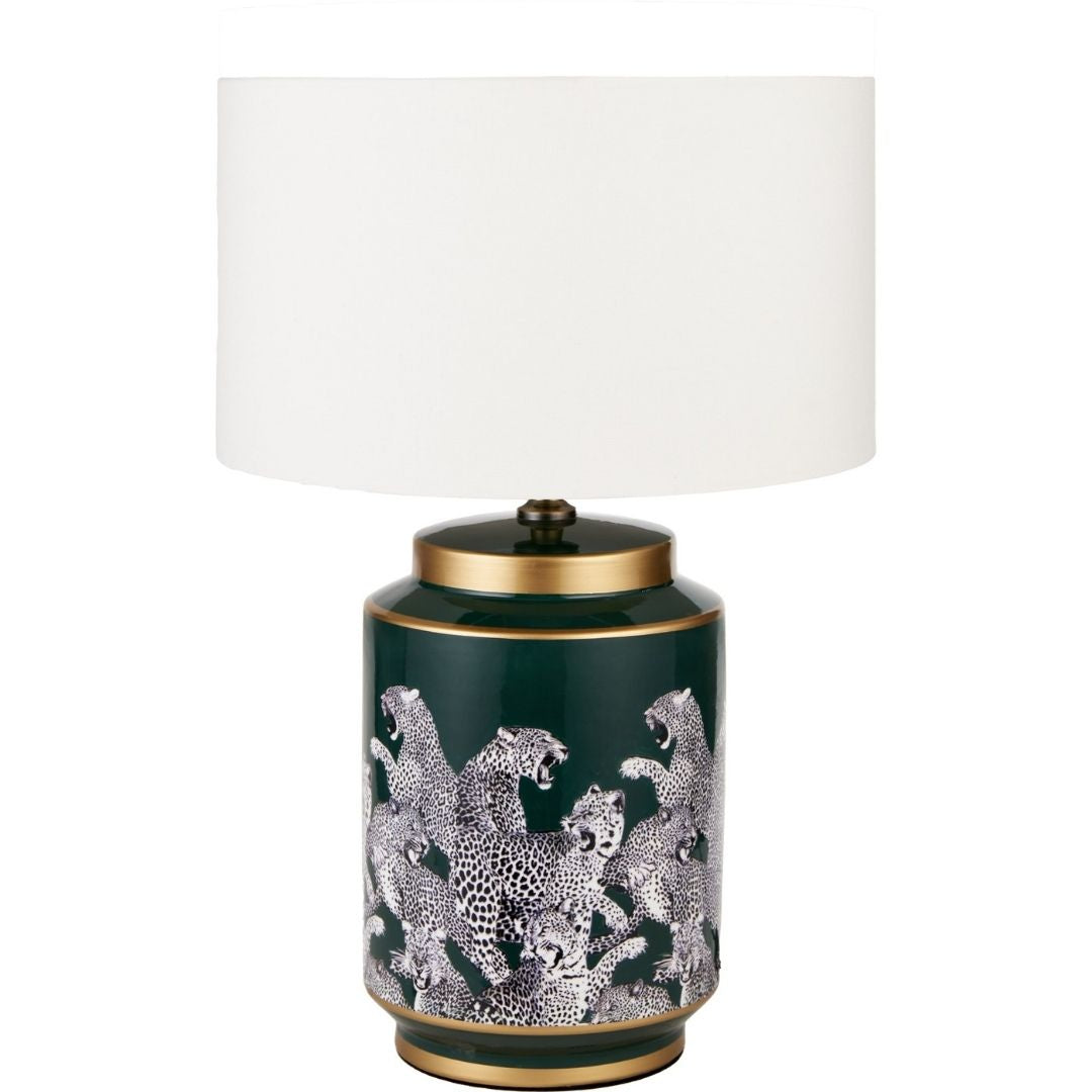 Saskia Green Leopard Table Lamp