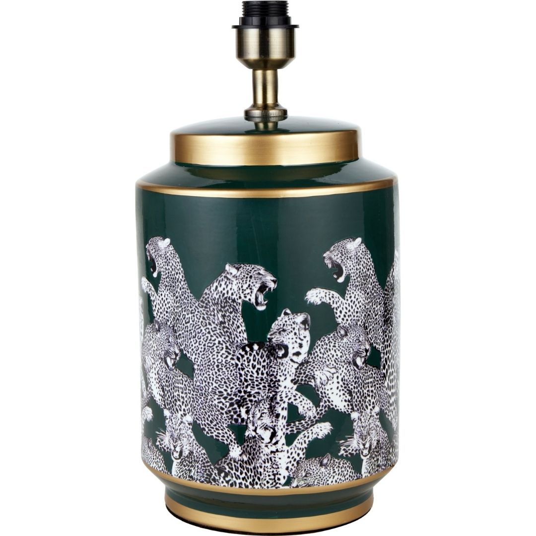 Saskia Green Leopard Table Lamp