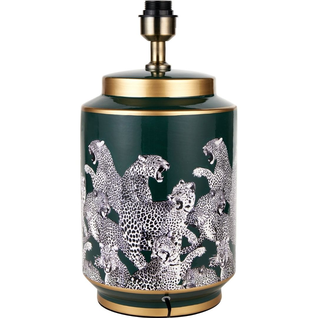 Saskia Green Leopard Table Lamp