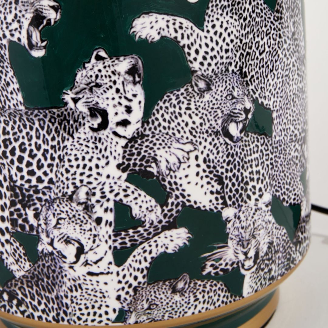 Saskia Green Leopard Table Lamp