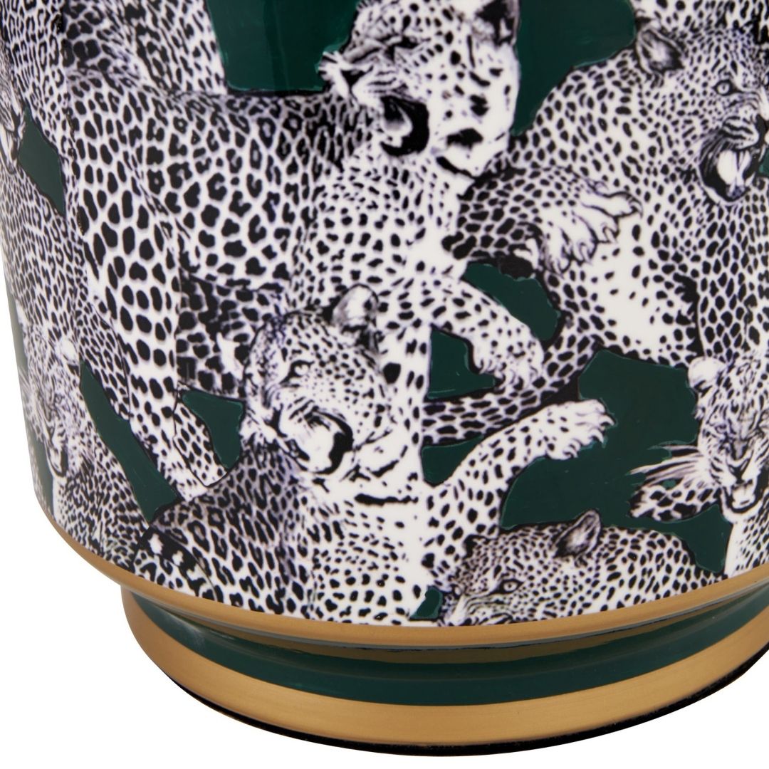 Saskia Green Leopard Table Lamp