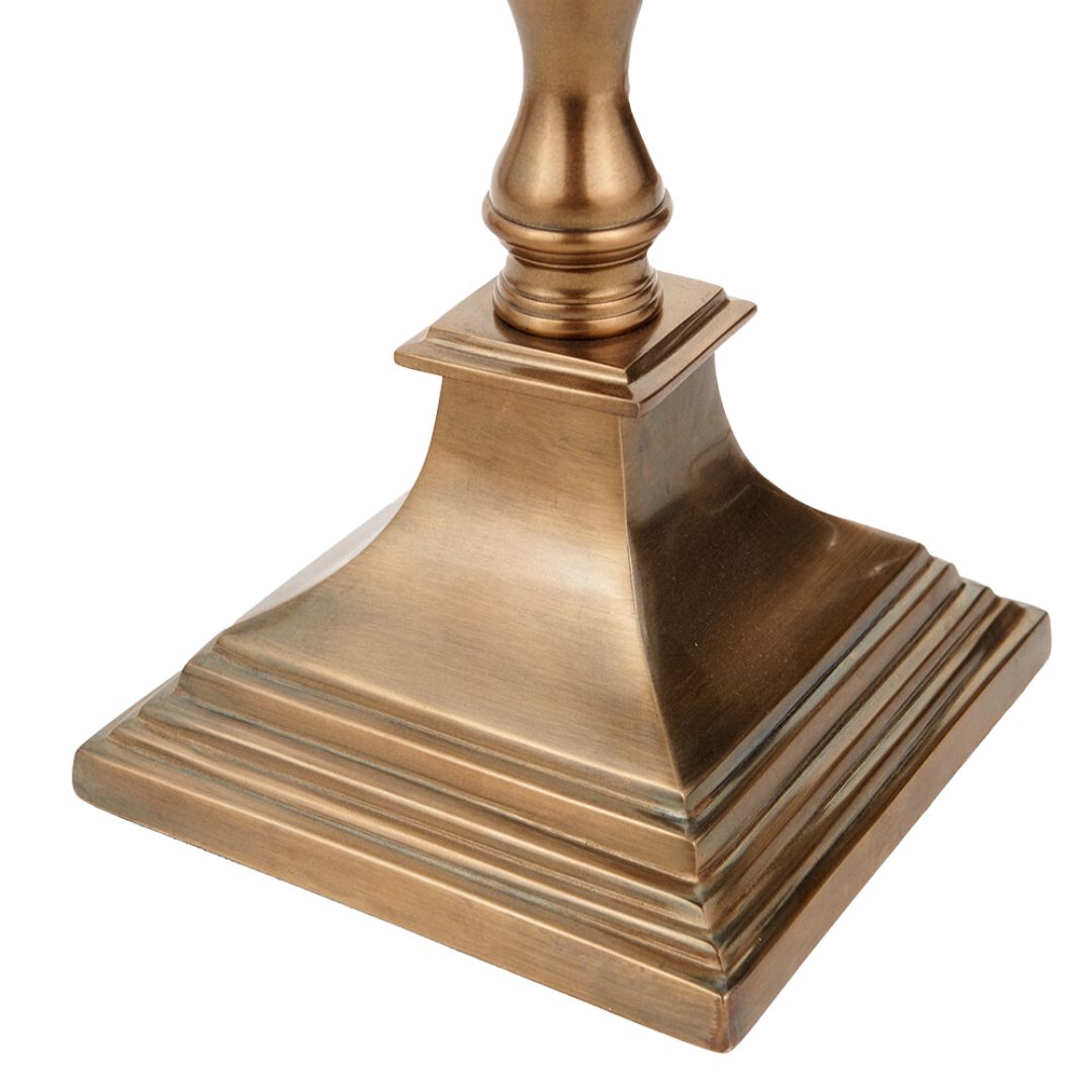 Canterbury Antique Brass Floor Lamp with Cream Shade