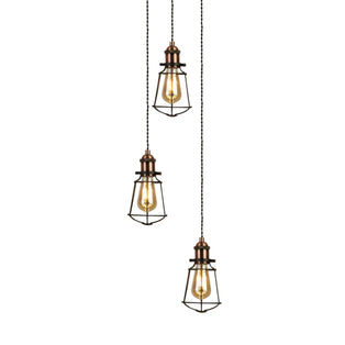 Burns 3 Light Copper & Black Ceiling Pendant