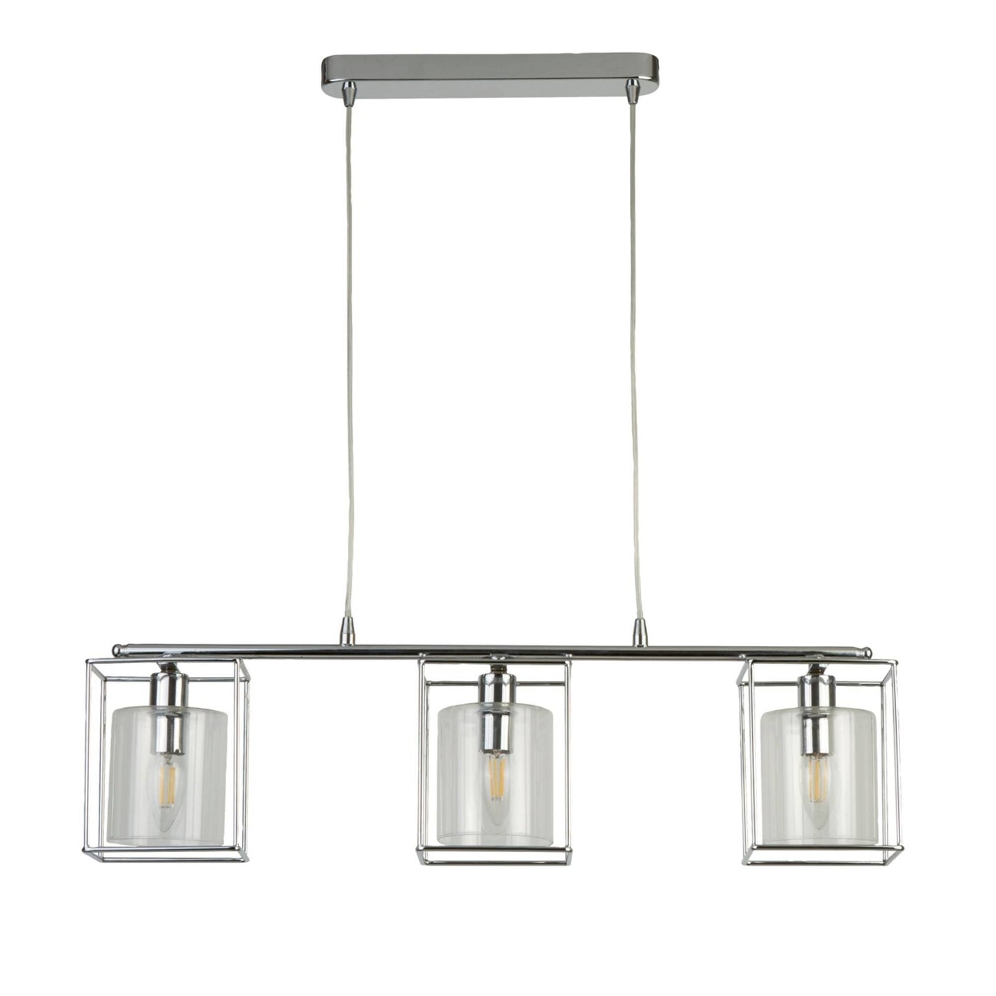 Mascardi 3 Light Chrome & Glass Ceiling Pendant Bar