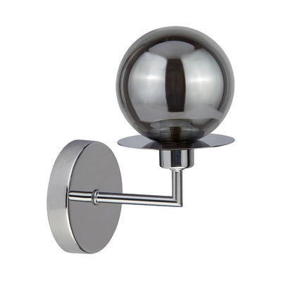 Gunther Indoor Polished Chrome Wall Light with Smoked Glass Shade