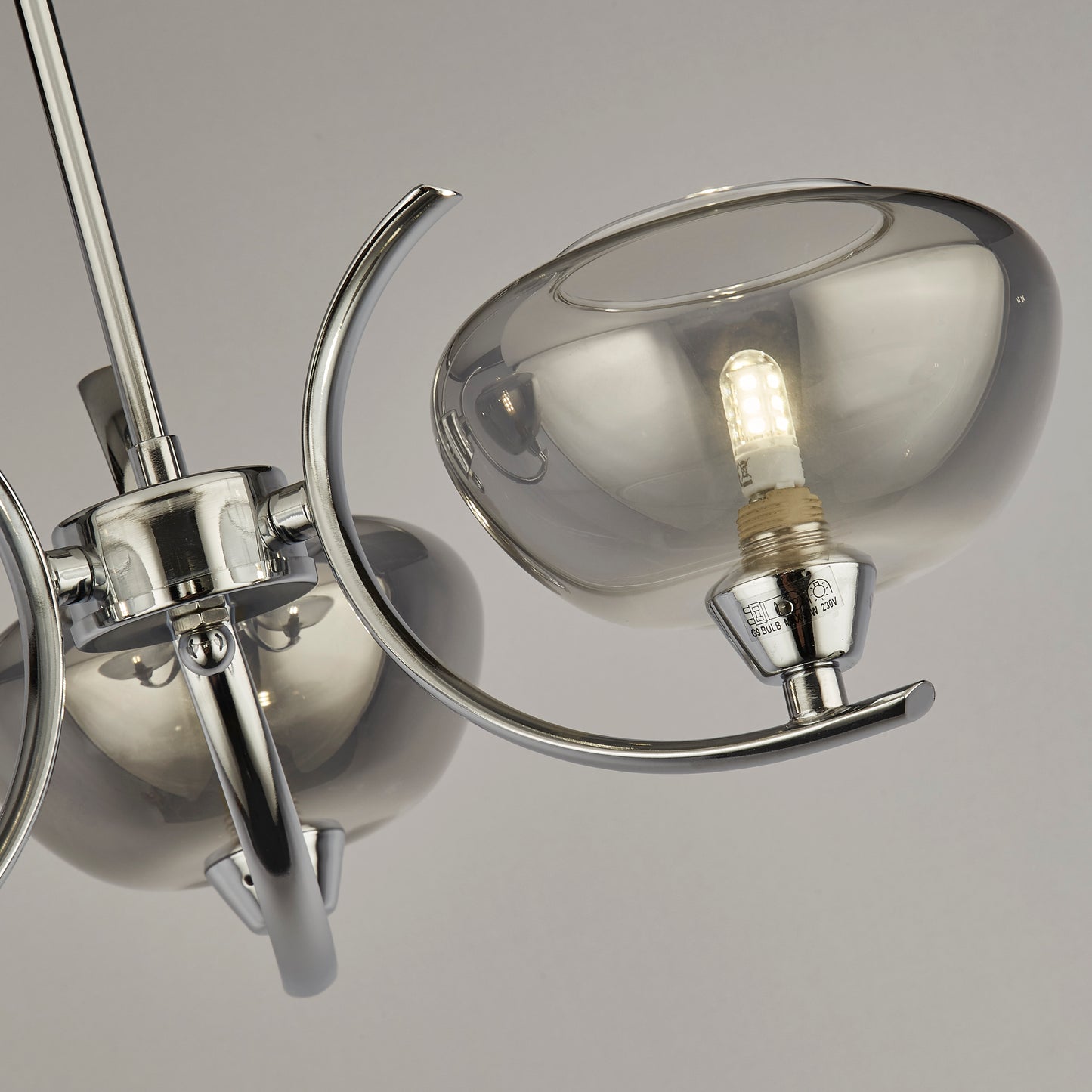 Hansel Semi Flush 3 Light Smoked Glass Ceiling Light