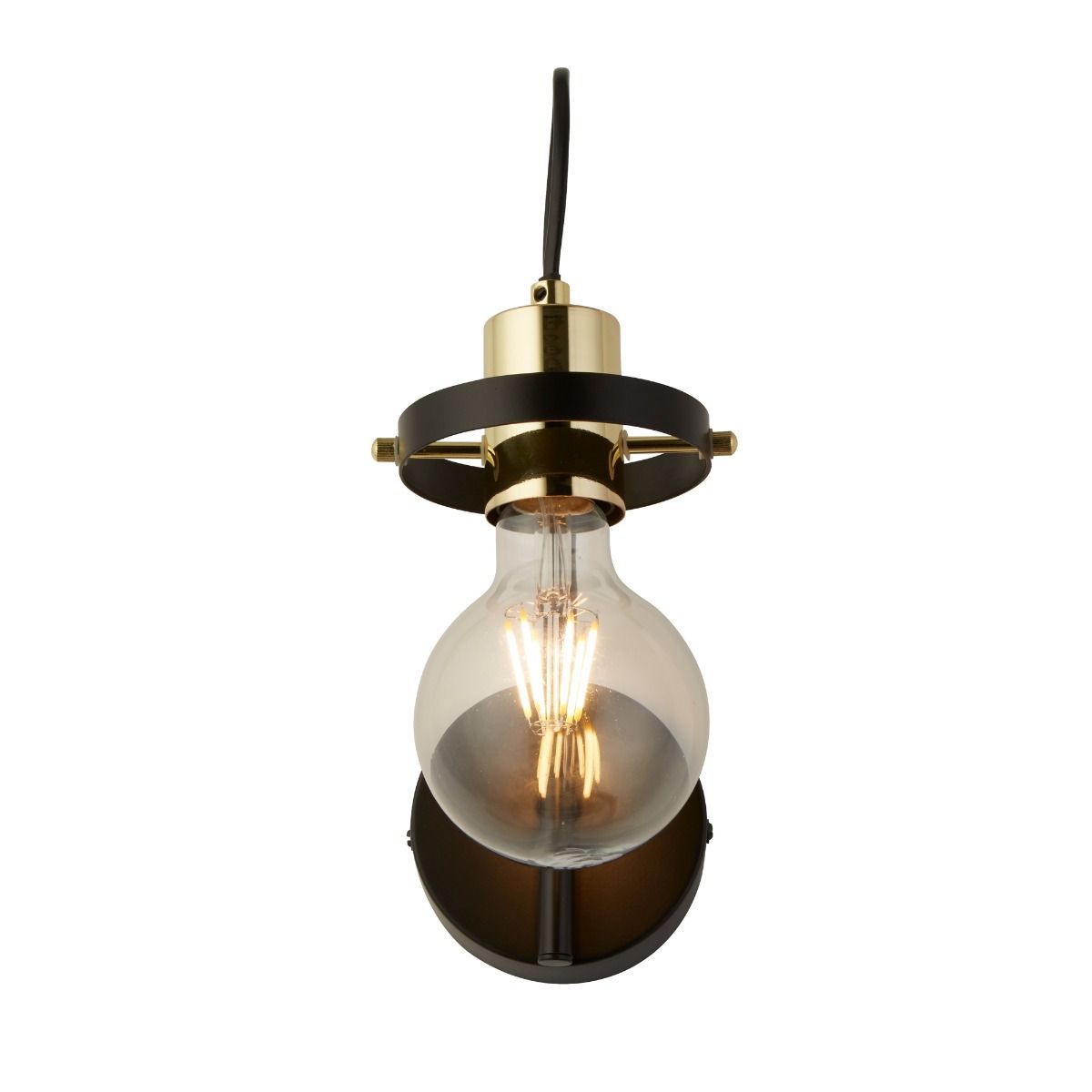 Hansel 1 Light Black & Brass Wall Light