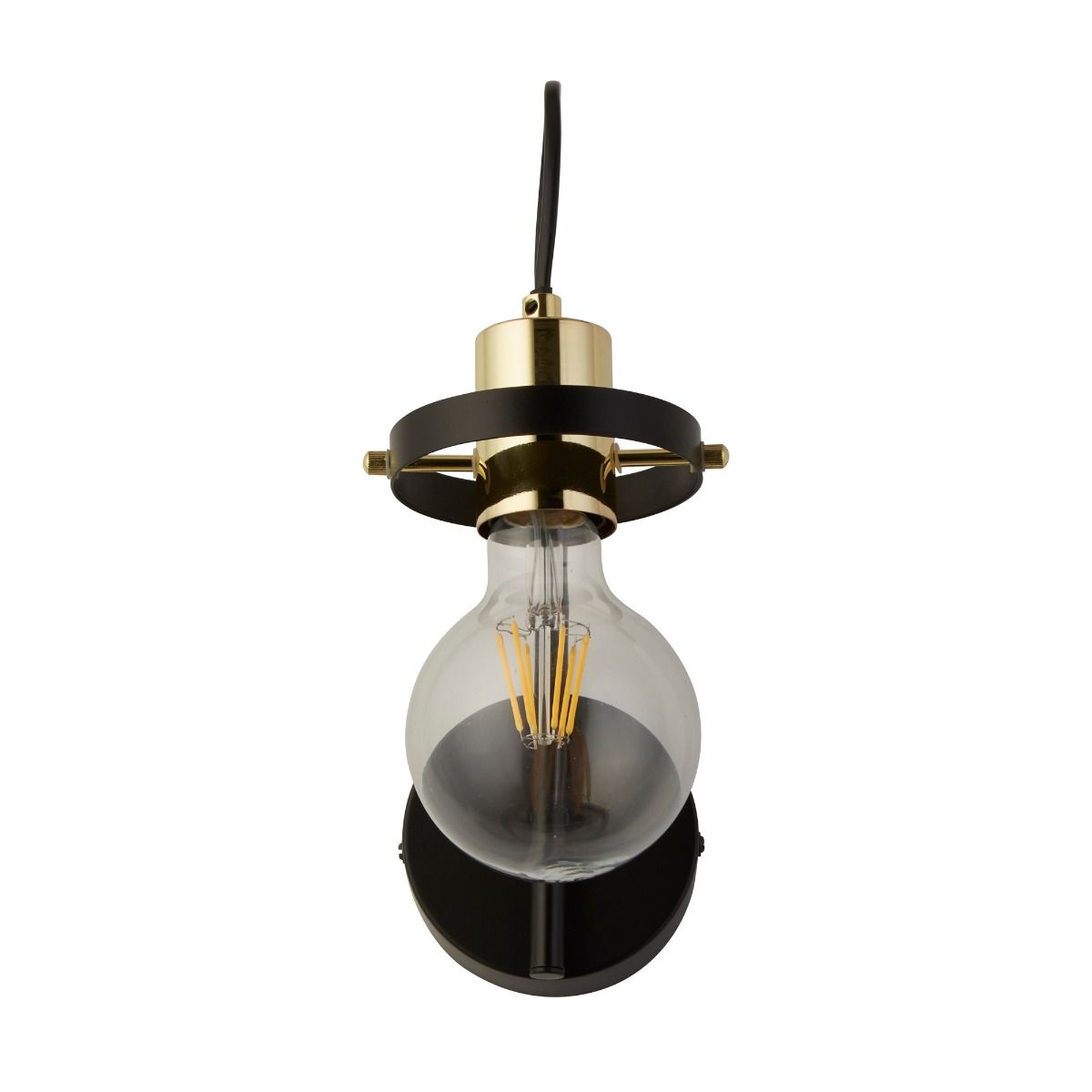 Hansel 1 Light Black & Brass Wall Light