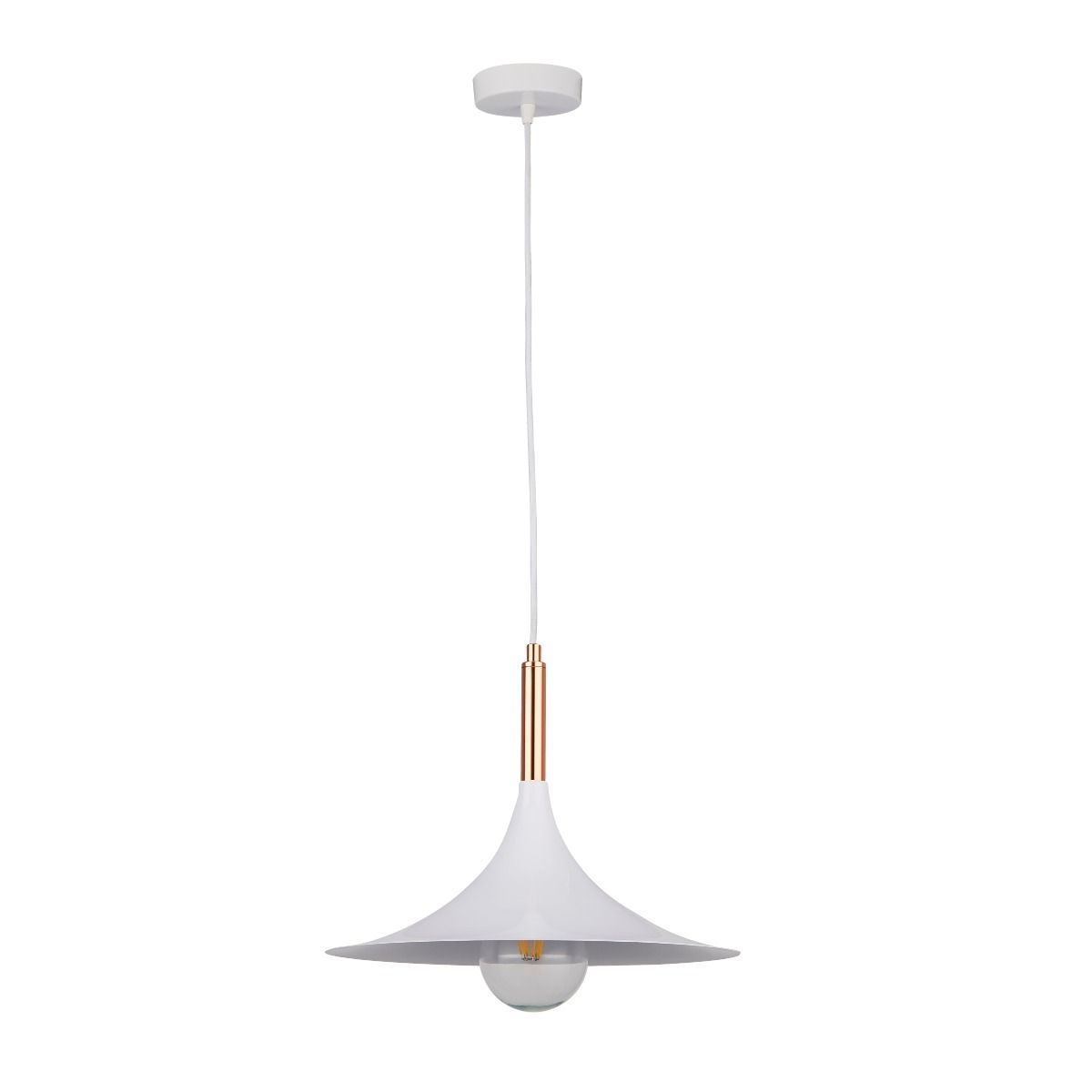Small White & Copper 1 Light Ceiling Pendant