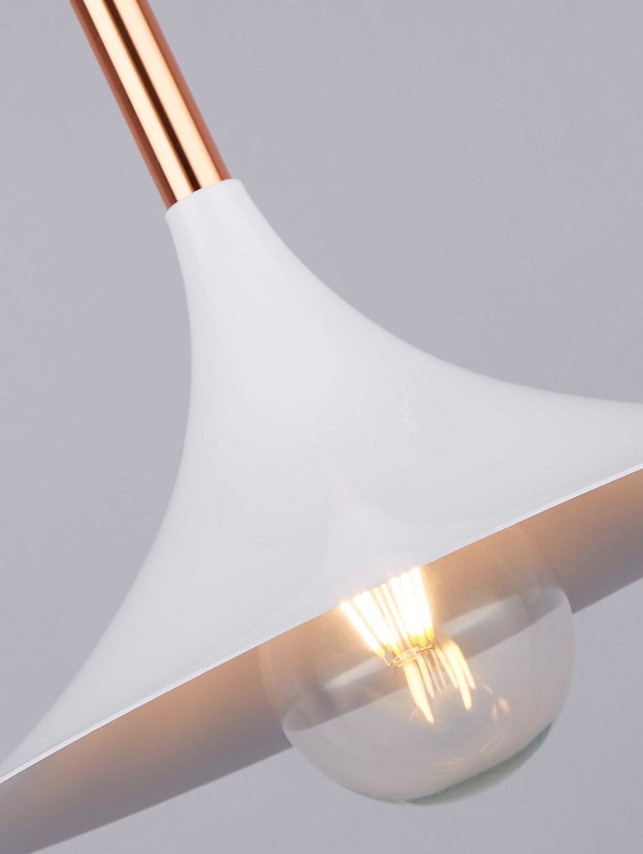 Small White & Copper 1 Light Ceiling Pendant