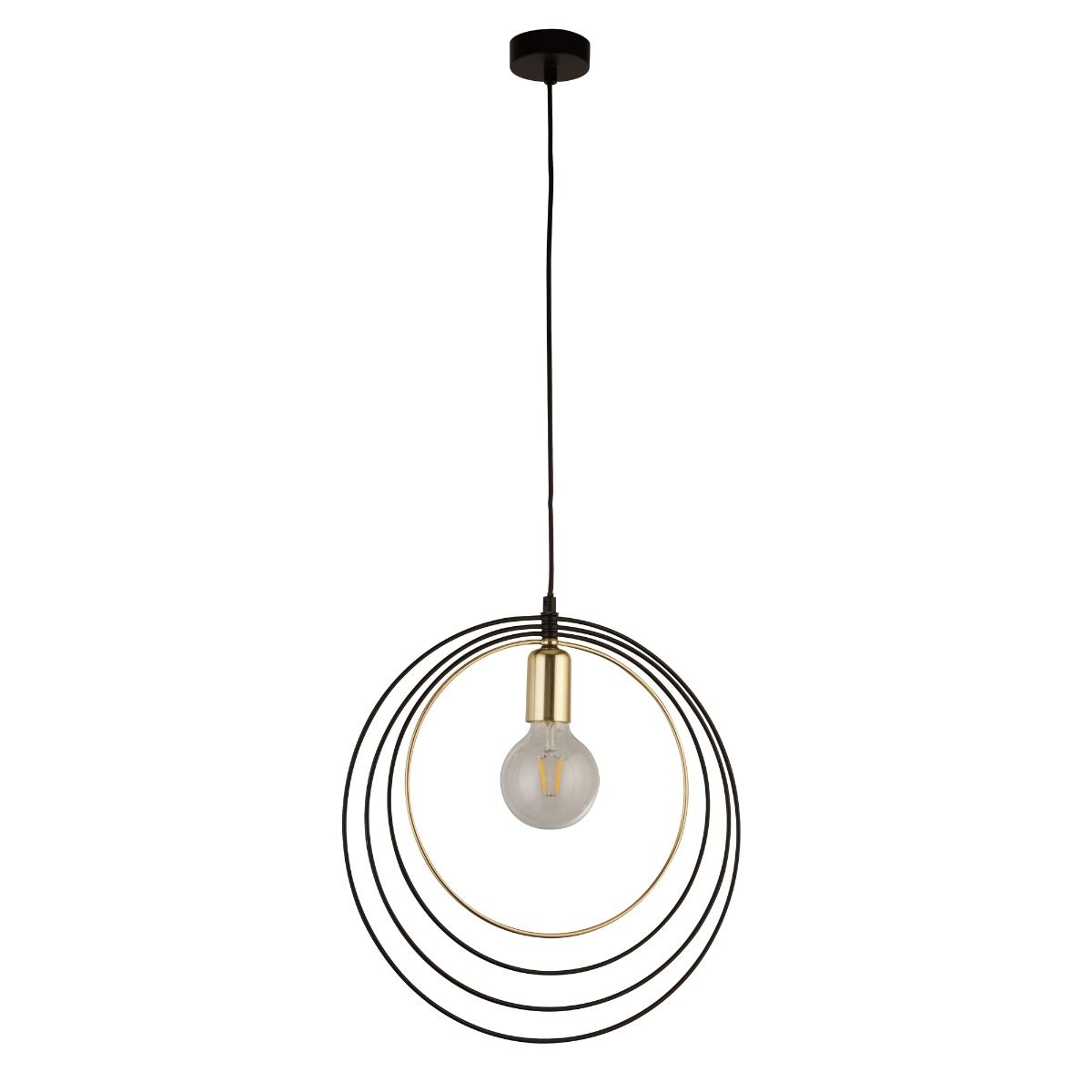 Nissa Black & Antique Brass Ring Ceiling Pendant