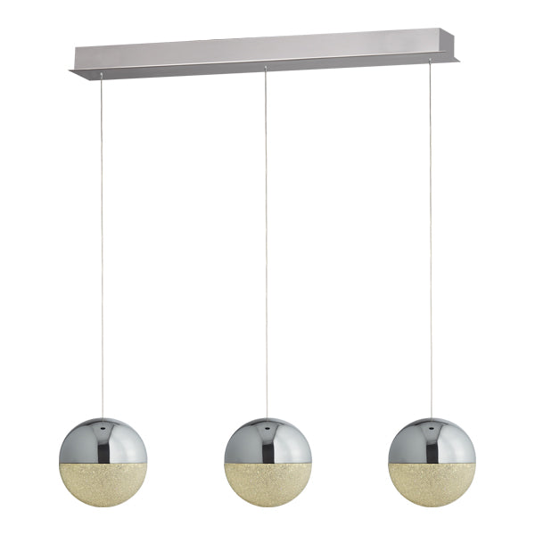 Annika 3 Light Polished Chrome LED Pendant Bar
