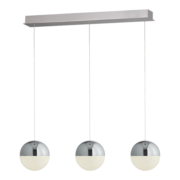 Annika 3 Light Polished Chrome LED Pendant Bar