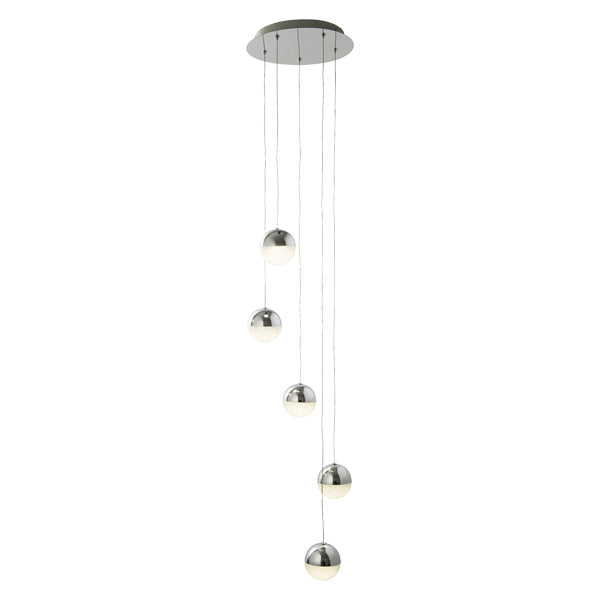 Annika 5 Light Polished Chrome LED Multidrop Pendant
