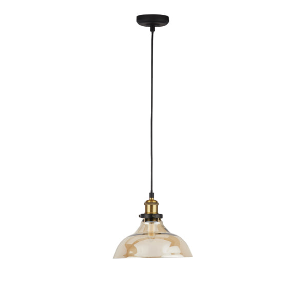 Melina Antique Brass & Amber Glass Ceiling Pendant