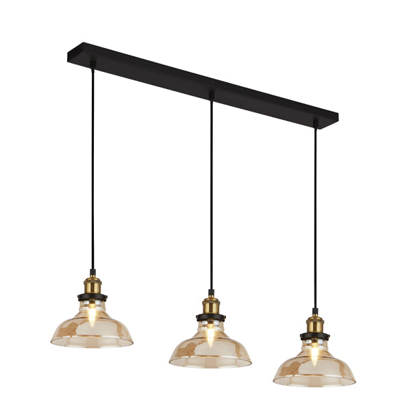 Melina Antique Brass & Amber Ceiling Bar