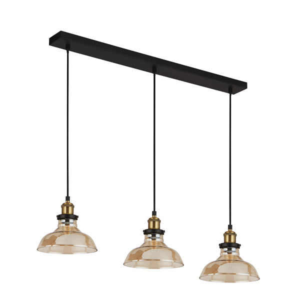 Melina Antique Brass & Amber Ceiling Bar