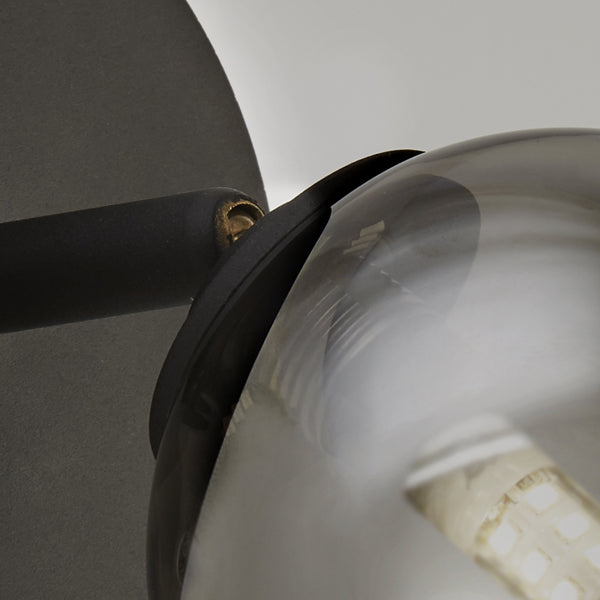 Navarro Matt Black & Smoked Glass Wall Light