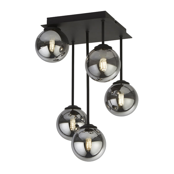 Navarro 5 Light - Black & Smoked Glass