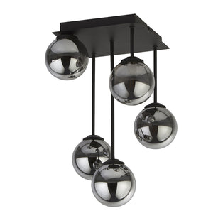 Navarro 5 Light Black & Smoked Glass Semi Flush Ceiling Light