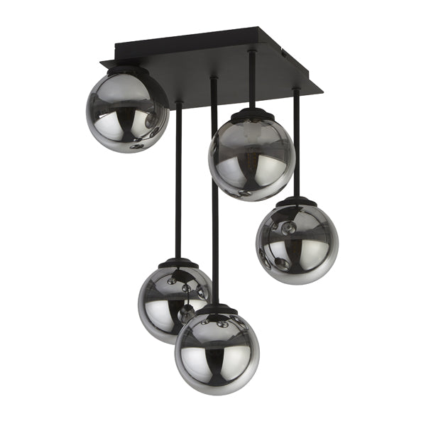 Navarro 5 Light - Black & Smoked Glass