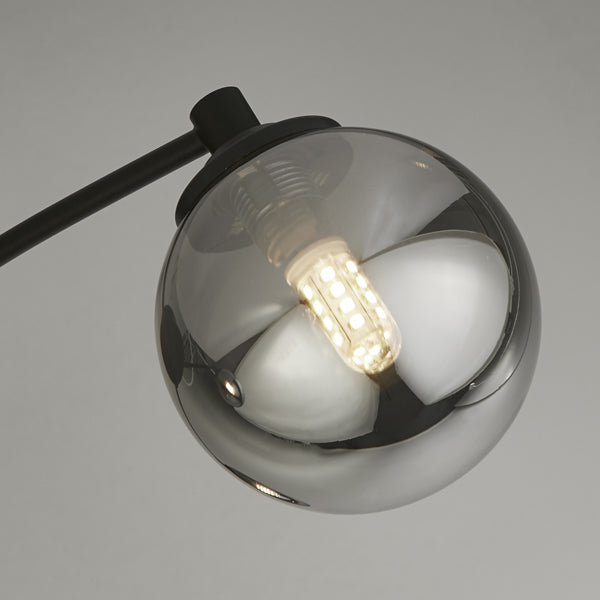 Navarro Flush 3-Light Black Ceiling Light with Smoked Glass