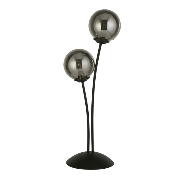 Navarro 2 Light Black & Smoked Glass Table Lamp
