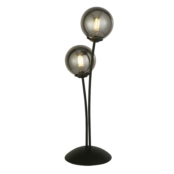 Navarro 2 Light Black & Smoked Glass Table Lamp