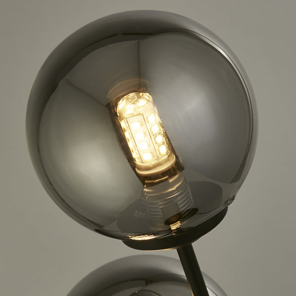 Navarro 2 Light Black & Smoked Glass Table Lamp