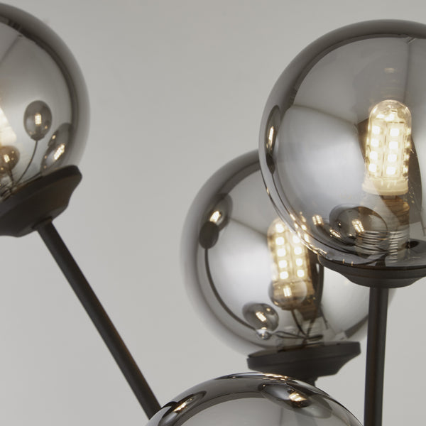 Navarro Matt Black & Smoked Glass Floor Lamp