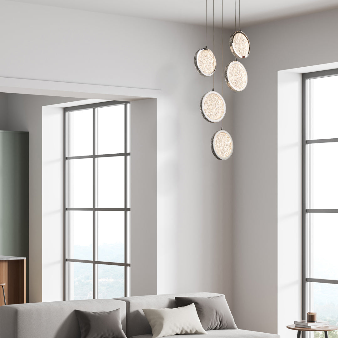 Lavina 5 Light Chrome & Acrylic LED Multidrop Pendant Light